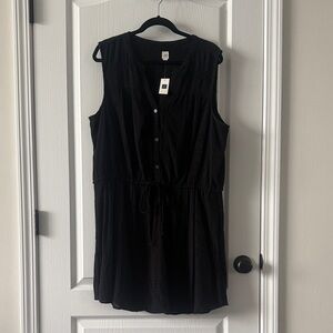Black Sleeveless Button-Down Dress